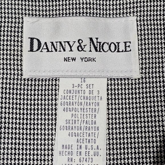 Vintage 90s Dress Danny & Nicole NY Women's Houndstooth Button-Front Blazer 16 - Picture 3 of 16